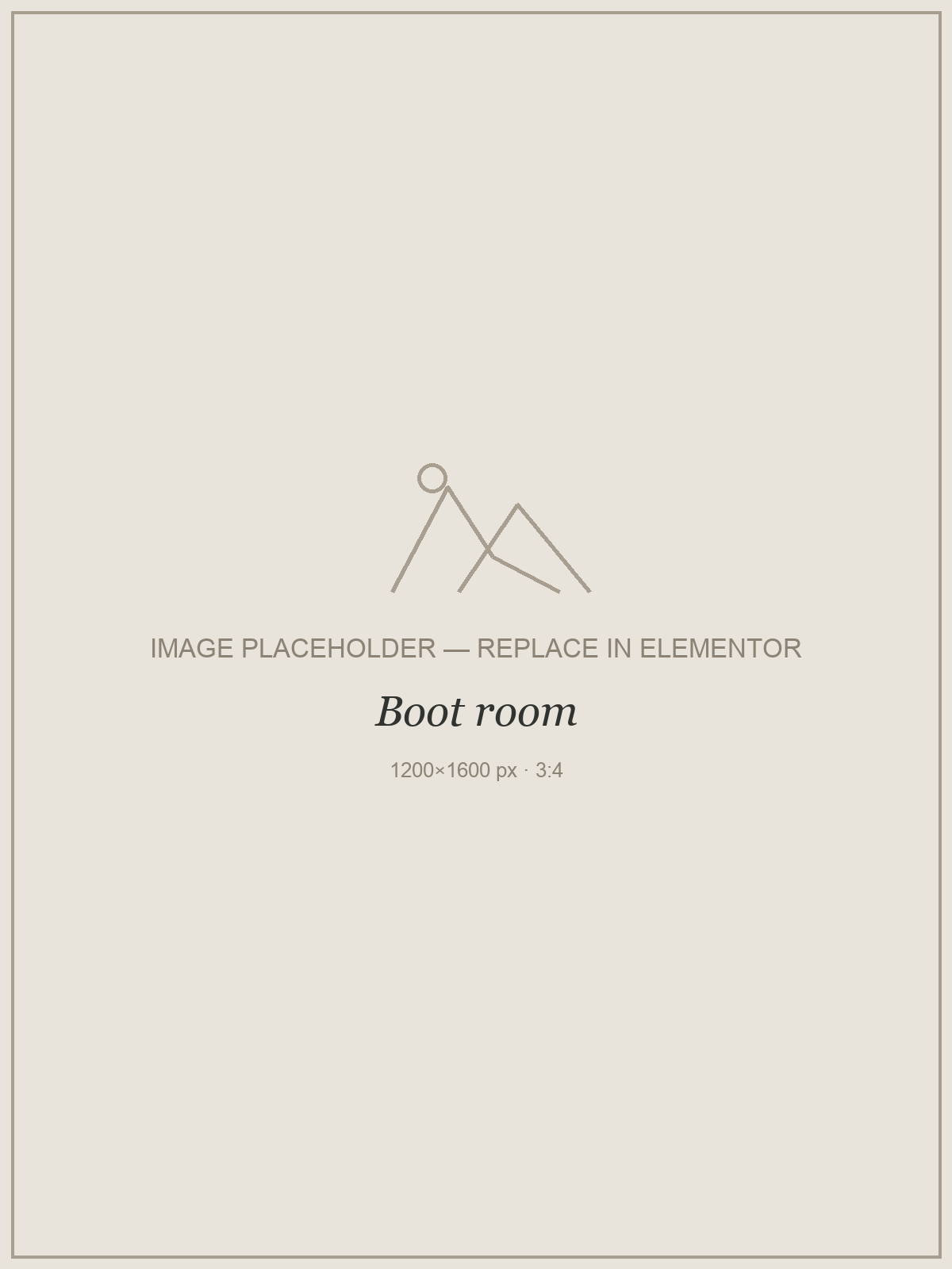 Placeholder — Boot room. Replace with your own photograph.