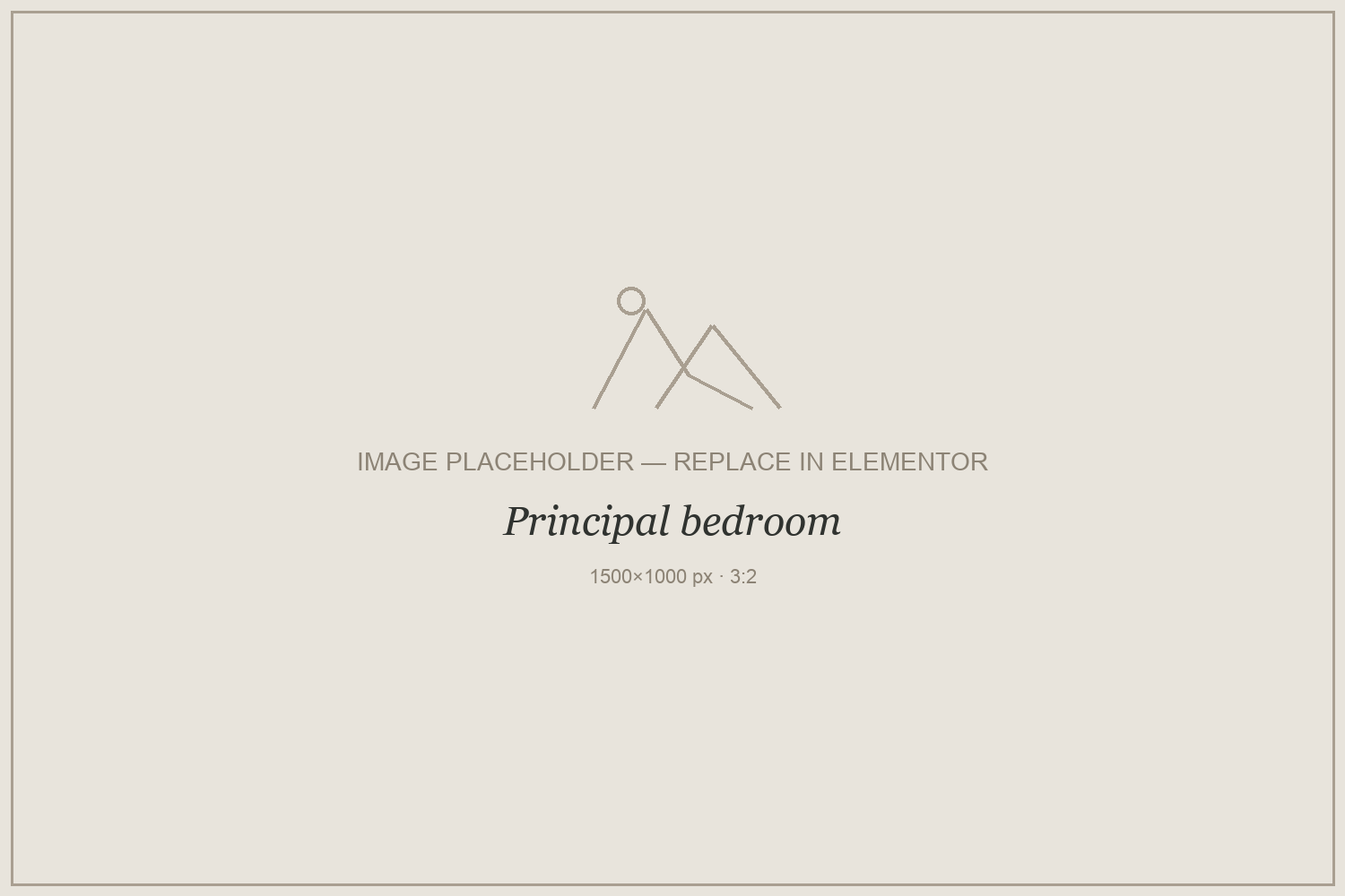 Placeholder — Principal bedroom. Replace with your own photograph.