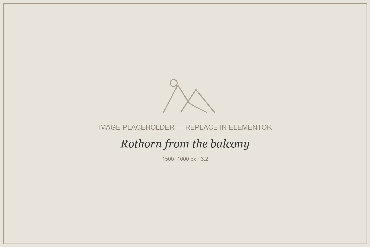 Placeholder — Rothorn from the balcony. Replace with your own photograph.