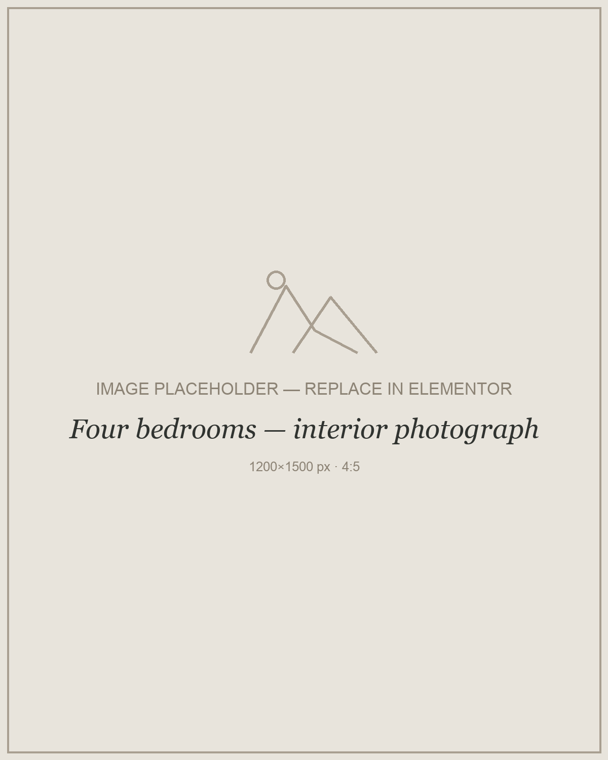 Placeholder — Four bedrooms interior photograph. Replace with your own photograph.