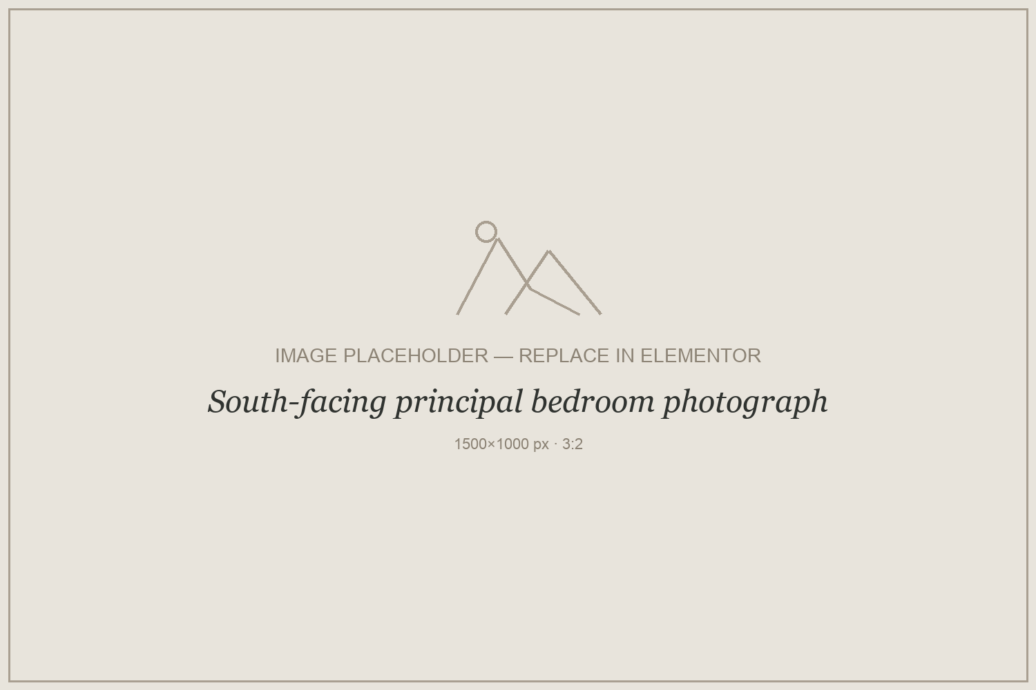 Placeholder — South-facing principal bedroom photograph. Replace with your own photograph.