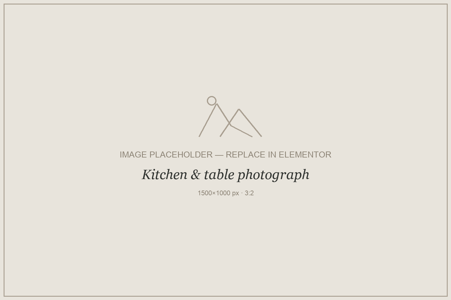 Placeholder — Kitchen & table photograph. Replace with your own photograph.