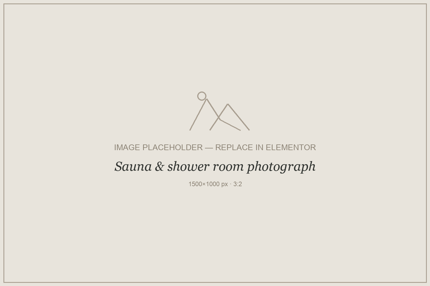 Placeholder — Sauna & shower room photograph. Replace with your own photograph.
