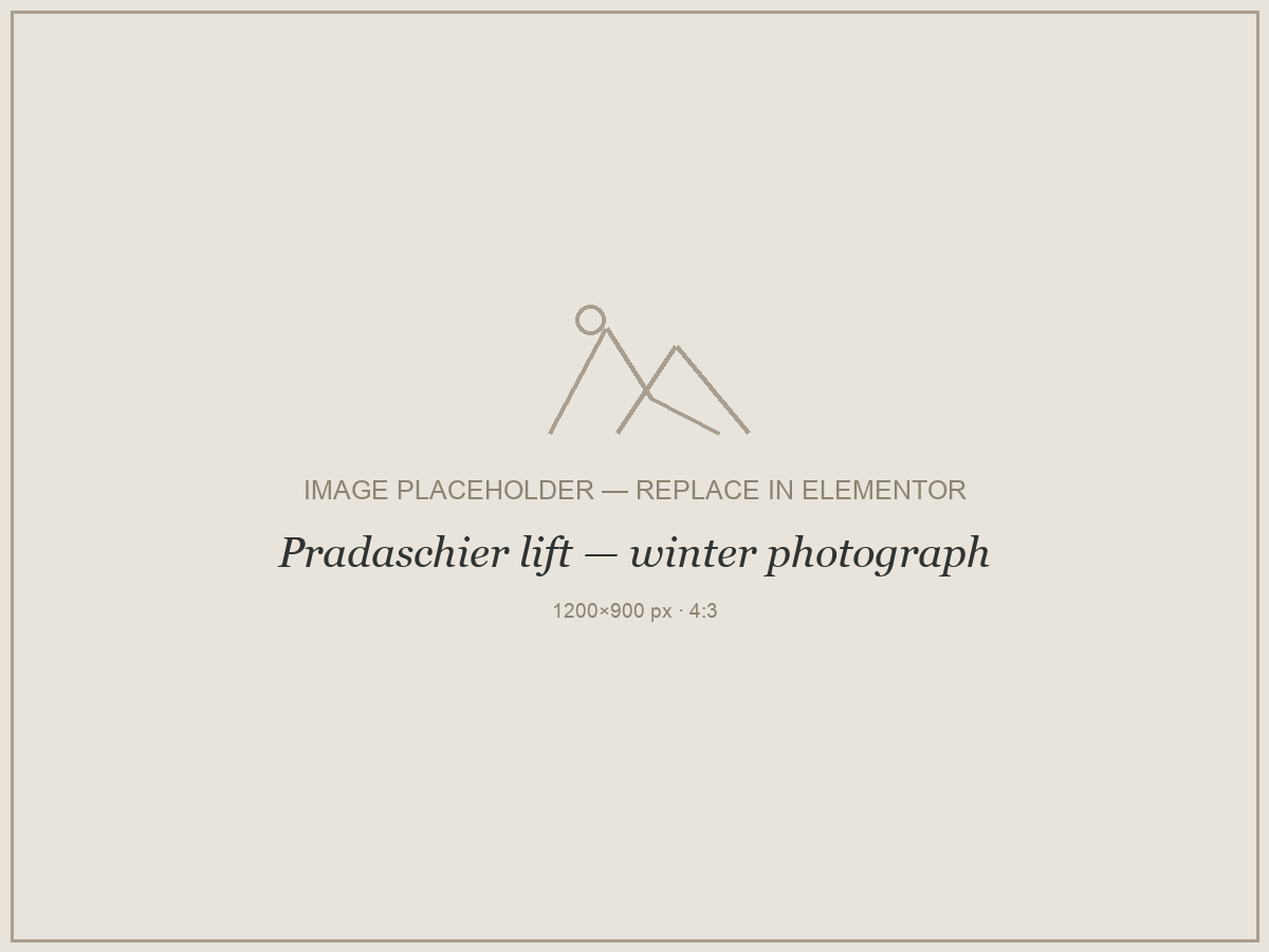 Placeholder — Pradaschier lift, winter photograph. Replace with your own photograph.